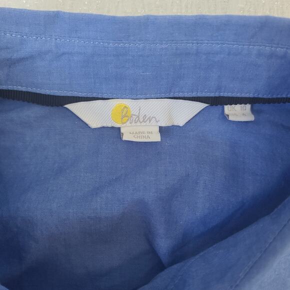 Boden Chambray Ruffled long sleeve blouse blue Sz 6 Preppy Cottagecore Coquette - Picture 8 of 10